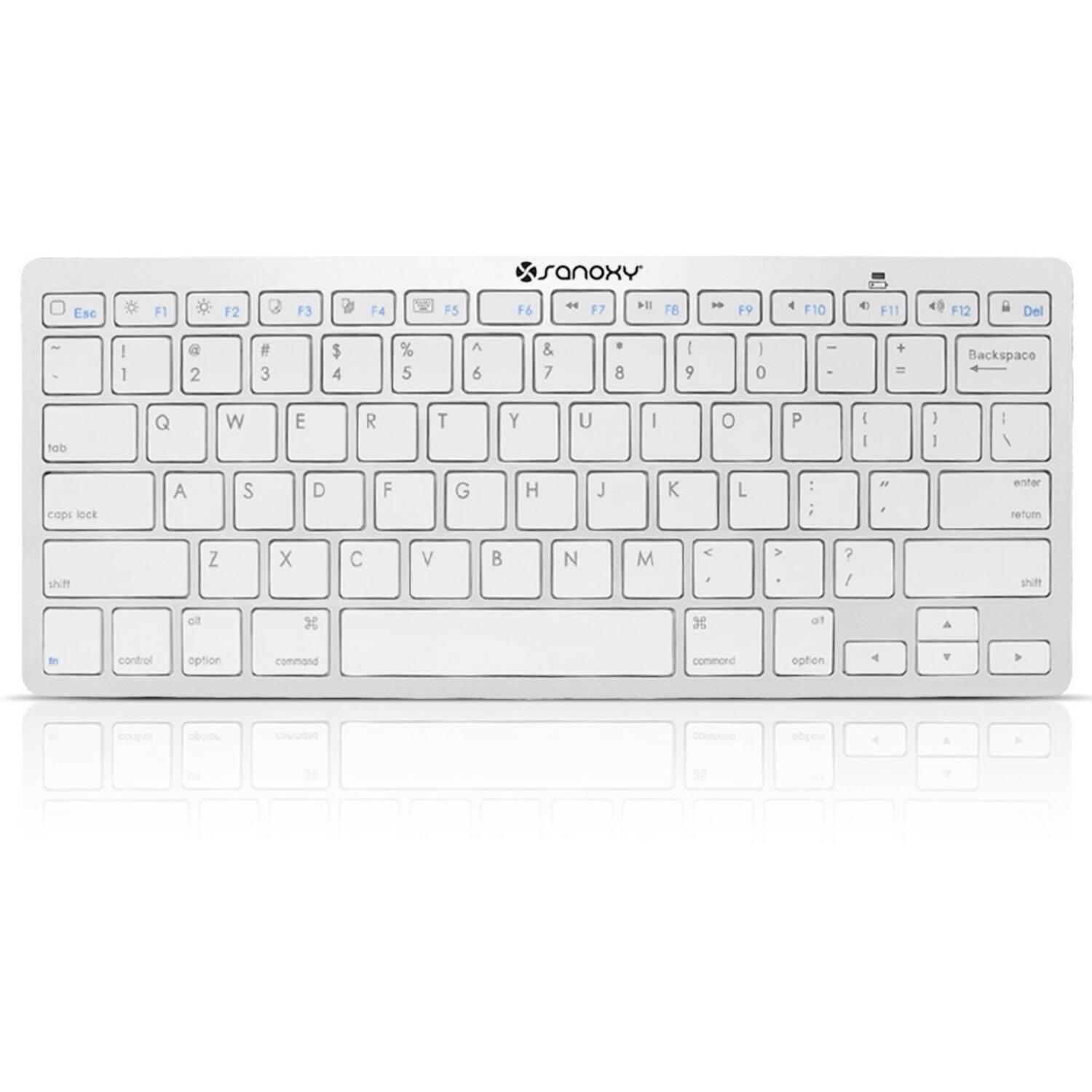 Sanoxy - Slim Wireless BT Keyboard for iOS, Android, Windows - Silver