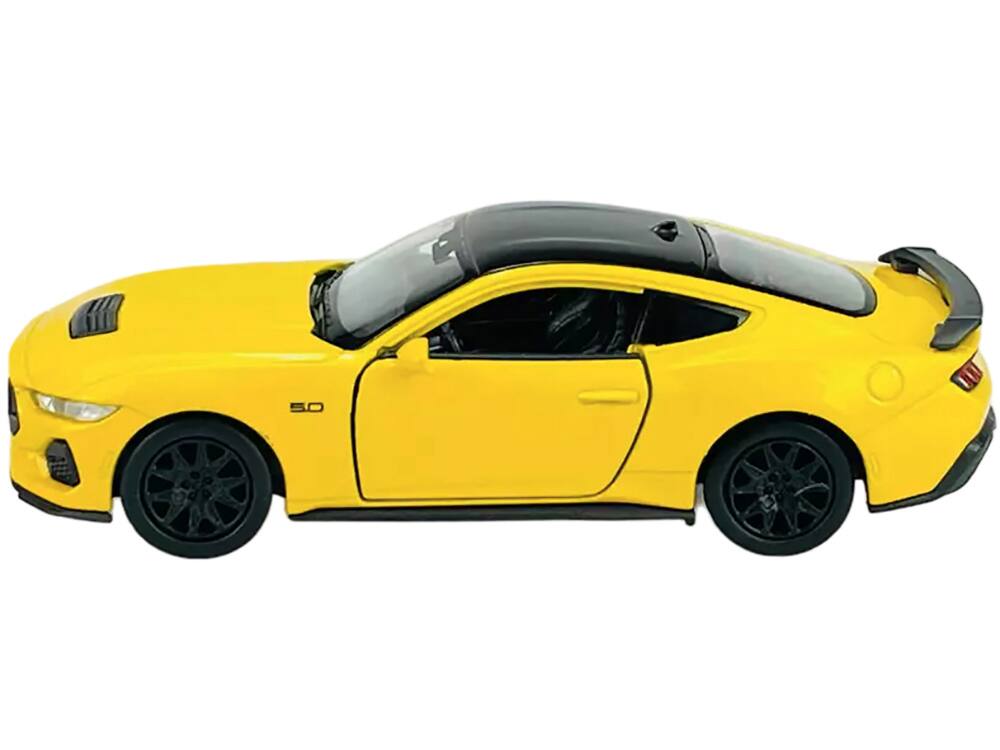 Angle. Welly - 2024 Ford Mustang GT 5.0 Yellow with Black Top "NEX Models" Series 1/25 Diecast Model Car by Welly - Yellow with Black.