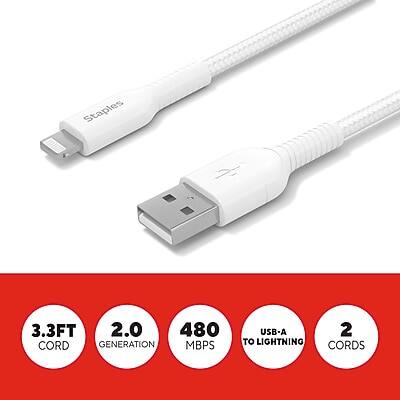 Staples 3.3FT 2.0 480 MBPS USB-A TO LIGHTNING CORDS
