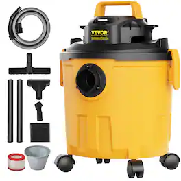 VEVOR - Shop Vacuum Wet And Dry, 5 Gallon 6 Peak HP Wet/Dry Vac, Powerful Suction with Blower Function with Attachments 2-in-1 - Black;Yellow
