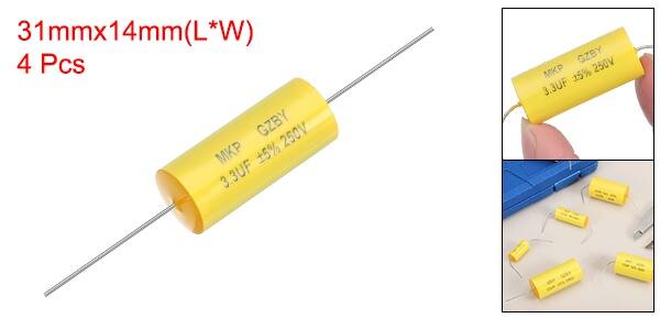 31mmx14mm(L*W)  
4 Pcs  

GZBY 250V MP +5% 3.3UF  
GZBY 250V KP 15% 3.3UF