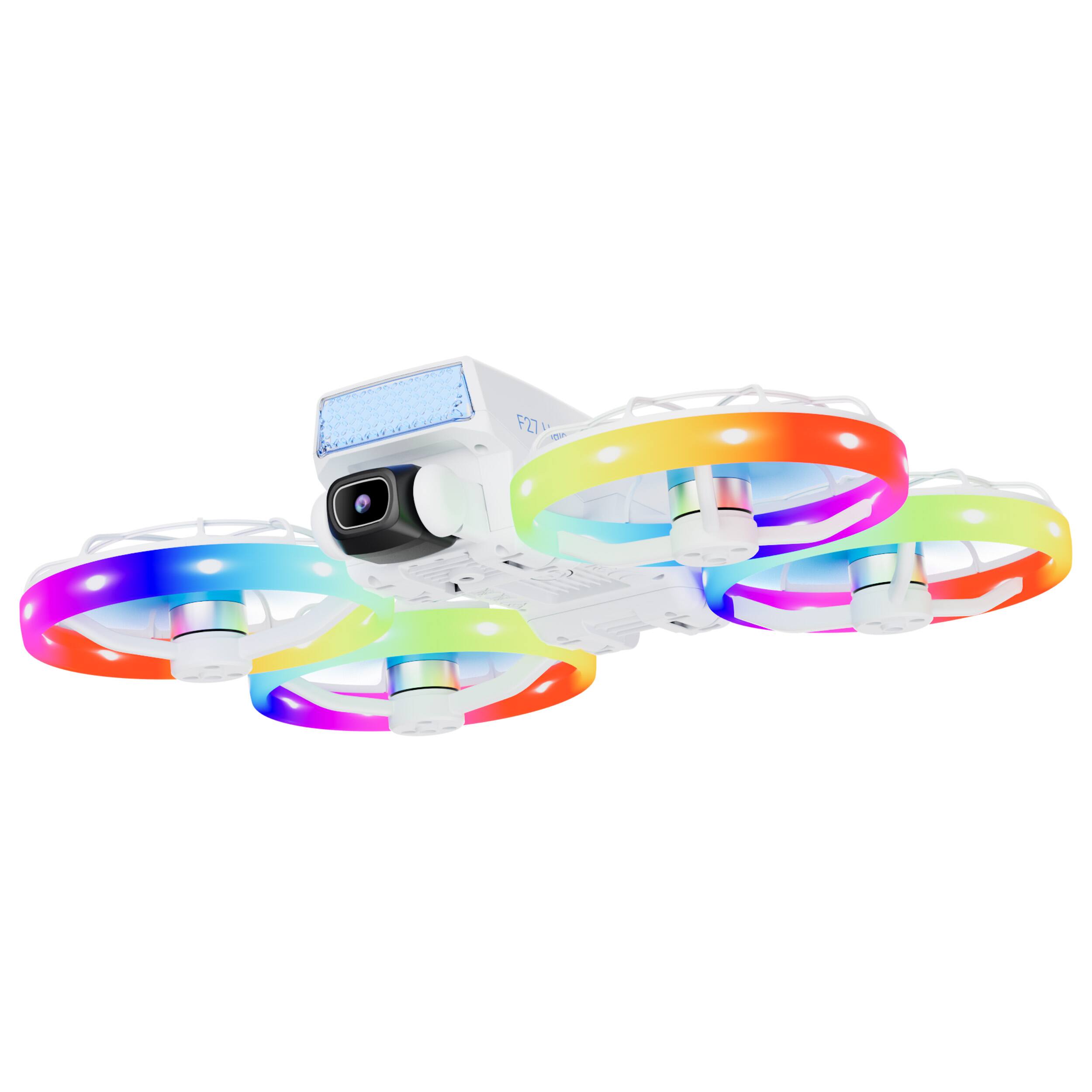 Left. Contixo - F27 Halo Foldable Drone with 4.3" Screen Remote, 720P Dual Camera, LED, Hover, Stunts, 350 ft Range.