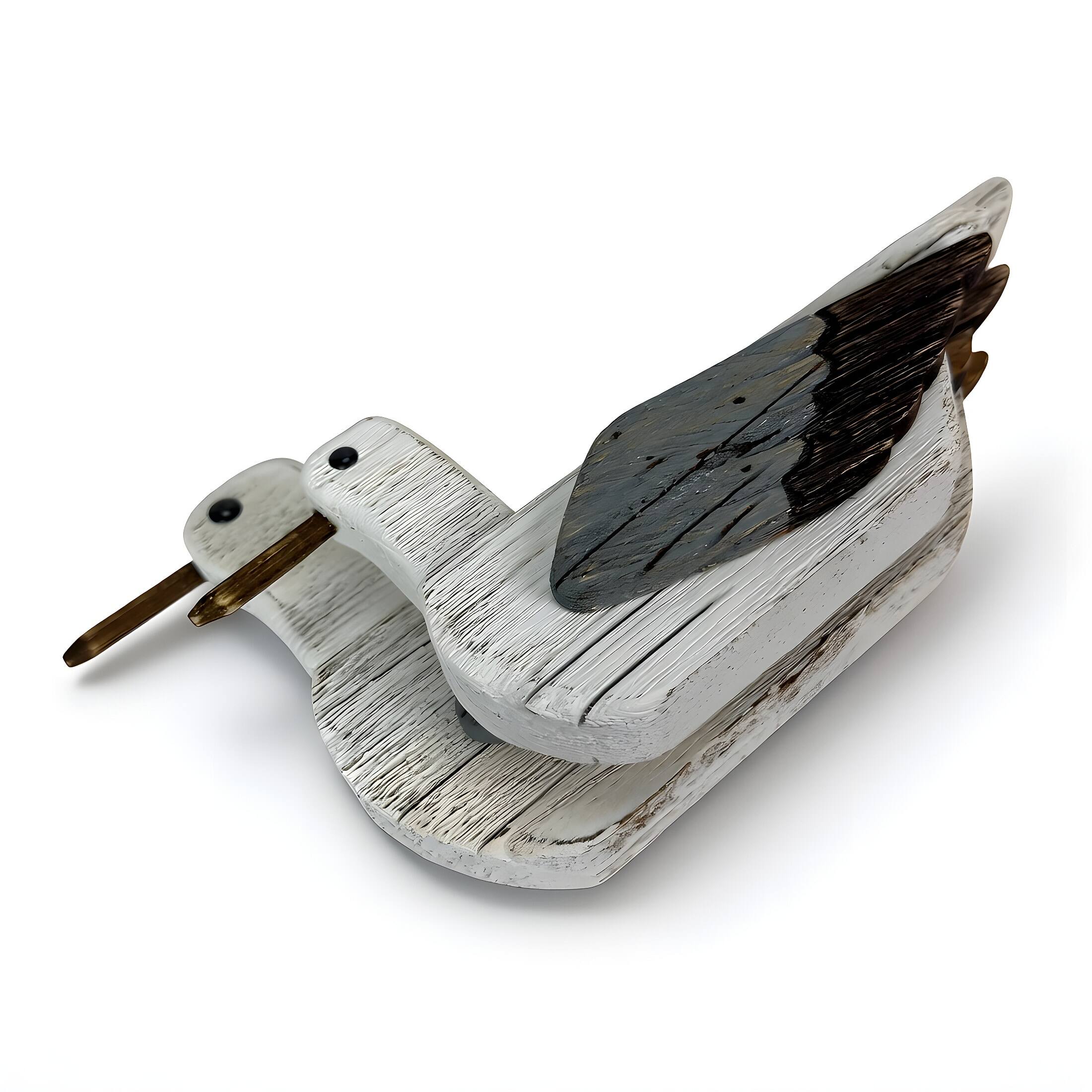 Alt View 1. Things2Die4 - Wooden Seagull Statues Set of 2 Coastal White Bird Shelf Decor 7.5 In - White.