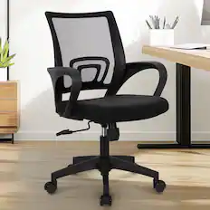 Front. Celtoss - Ergonomic Office Chair, Mesh Desk Chair with Lumbar Support, Mid-Back, Adjustable Height & Swivel - Black.