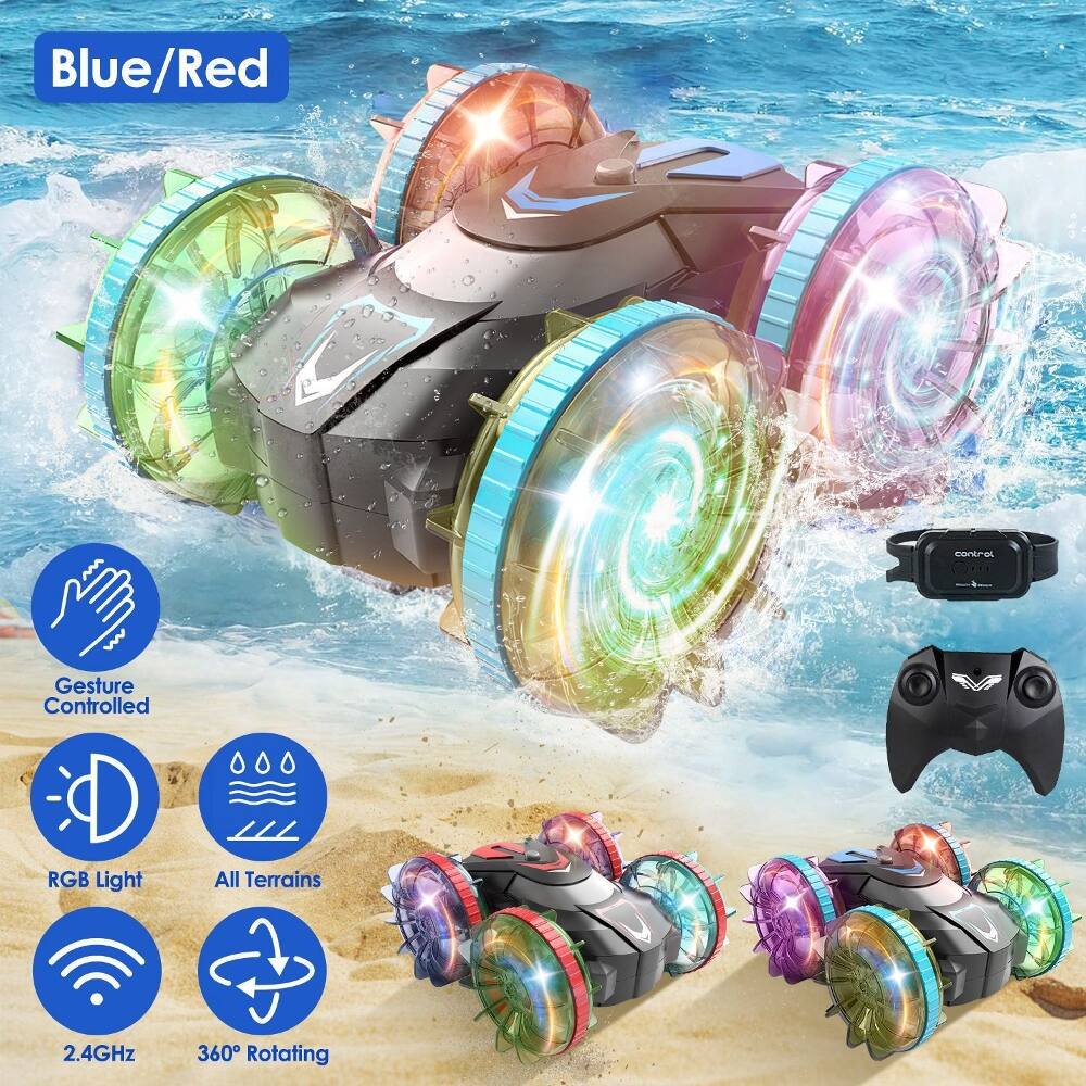 Loheer Amphibious RC Car Waterproof Stunt Car with Wrist Controller 4WD ...