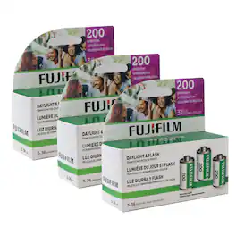 3x Fujifilm 200 Color Negative 35mm Film (36 Exposures) - 3 Pack - Multi