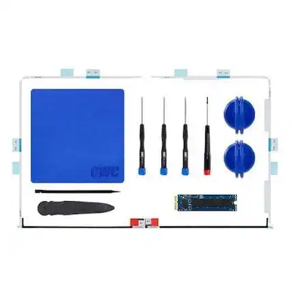 Front. OWC - OWC 4TB Aura Pro X2 Gen4 NVMe SSD Upgrade with Display Tape and Tools for Select Mac Models.