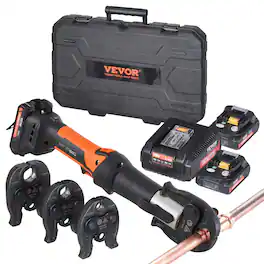 VEVOR - Mini ProPress Tool, 18V Electric Pipe Crimping Tool for 1/2",3/4",1" Copper Pipes, Press Tool Kit with 3 Pro Press Jaws - Black;orange