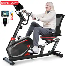 HARISON - Magnetic Exercise Bike with Arm Exerciser, 400LB Recumbent Bike, Bluetooth App, LCD & Tablet Holder(BBB8ARE) - Black