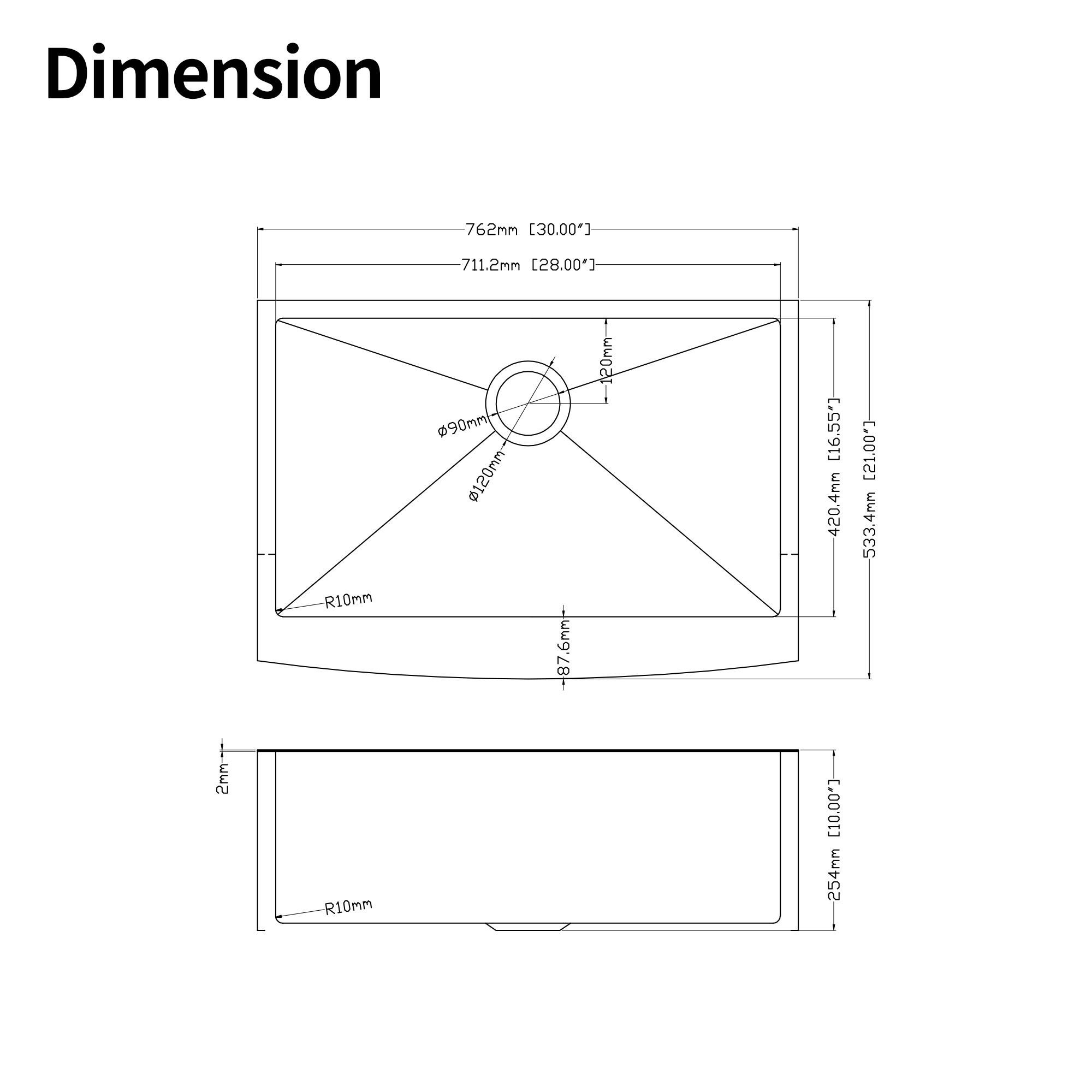 Dimension  
762mm [30.00"]  
711.2mm [28.00"]  
2MMT  
R10mm  
R10mm  
90mm  
120mm  
IELOM [16.55]  
MMA.OSA C00.01]  
254mm [10.00"]  
533.4mm [21.00"]  
420.4mm [16.55"]  
333.4mm [13.10"]  
87.6mm  
254mm [10.00"]