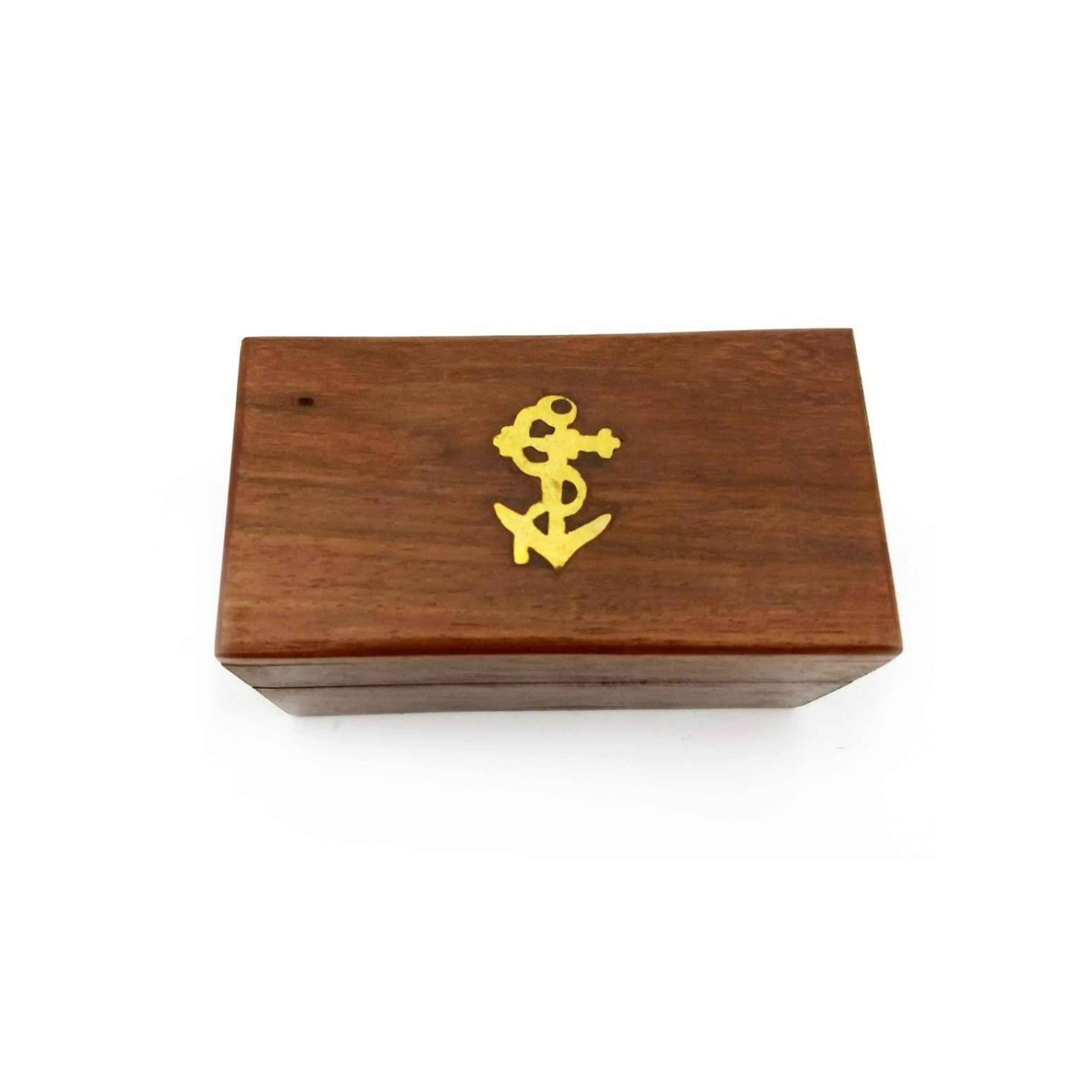 Alt View 3. Manhattan Lane - Small Brass Telescope with Pullout Wooden Box - Gold and Brown.