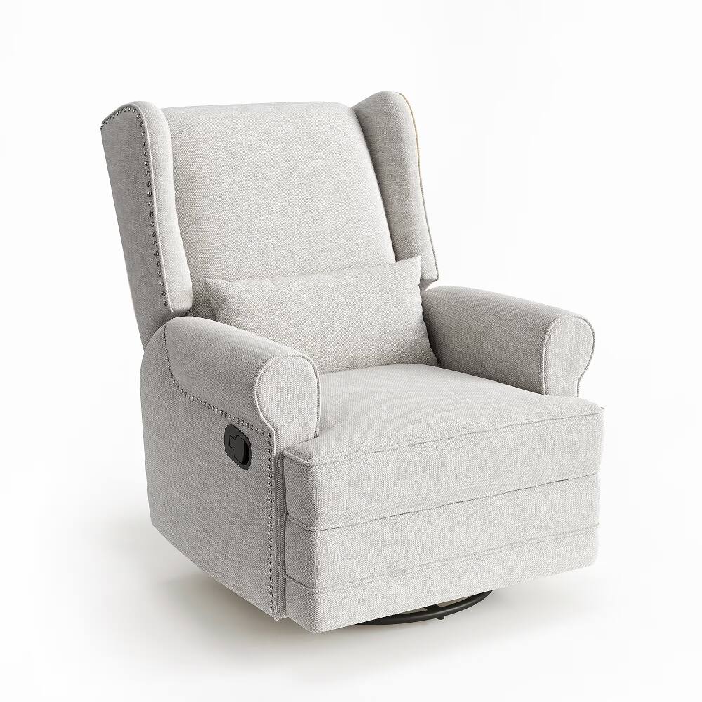Alt View 6. Loheer - Loheer Swivel Recliner Chair Glider Rocking Chair for Nursery Upholstered Light Gray - Light Gray.