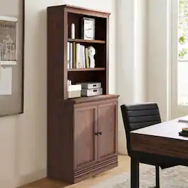 VAUXHILL & CO. - Halston Multi-Depth Bookcase Adjustable Shelf Unit, Doors - Cherry