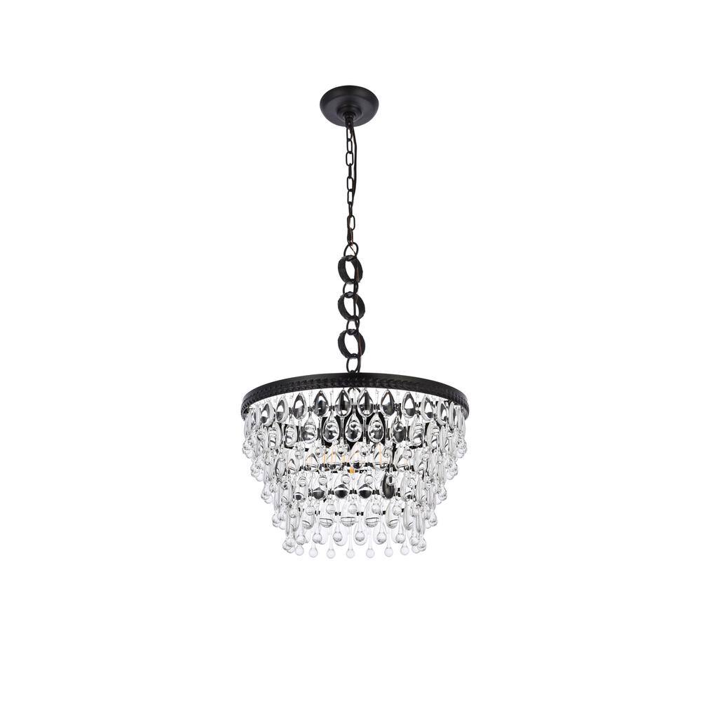 Back. Elegant Lighting - Nordic 5 lights black pendant - Black And Clear.