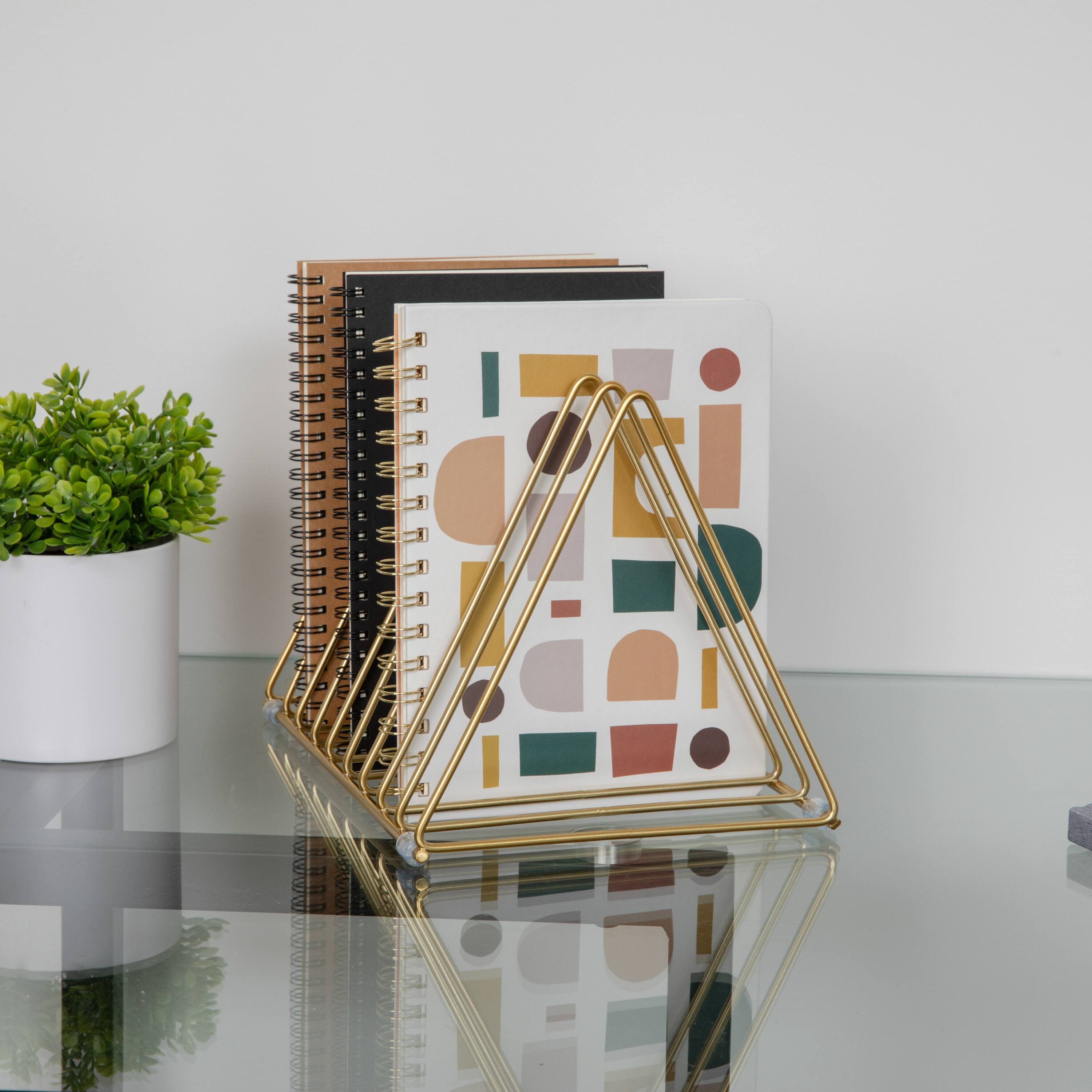 Alt View 14. Martha Stewart - Ryder Premium Metal 9 Slot Triangle Desktop Organizer - Gold.