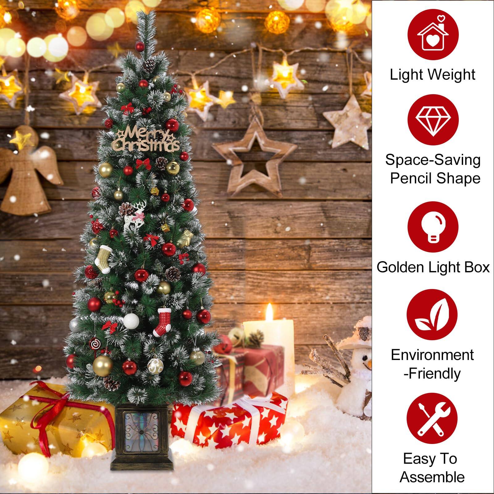 - Light Weight
- Space-Saving Pencil Shape
- Golden Light Box
- Environment-Friendly
- Easy To Assemble