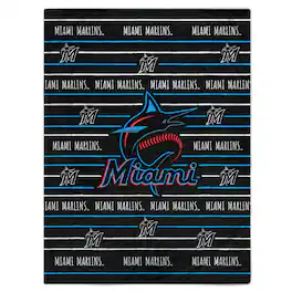 Pegasus - Miami Marlins 60'' x 80'' Logo Stripe Flannel Fleece Blanket - Multicolor