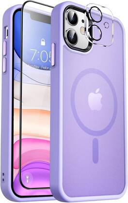 Entronix - iPhone 11 Bundle - Magnetic Translucent Matte Case with Screen & Camera Lens Protectors - Purple