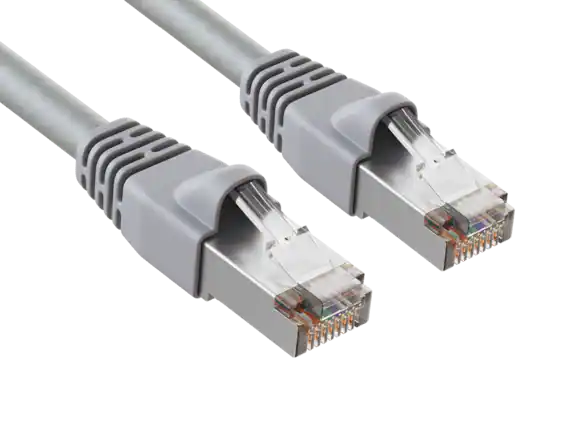Front. Cable Leader - Cat 6 Ethernet Cable, Shielded STP Patch Cord, RJ45 24 AWG, for Router, Switch, Patch Panel & Server Rack - Gray.