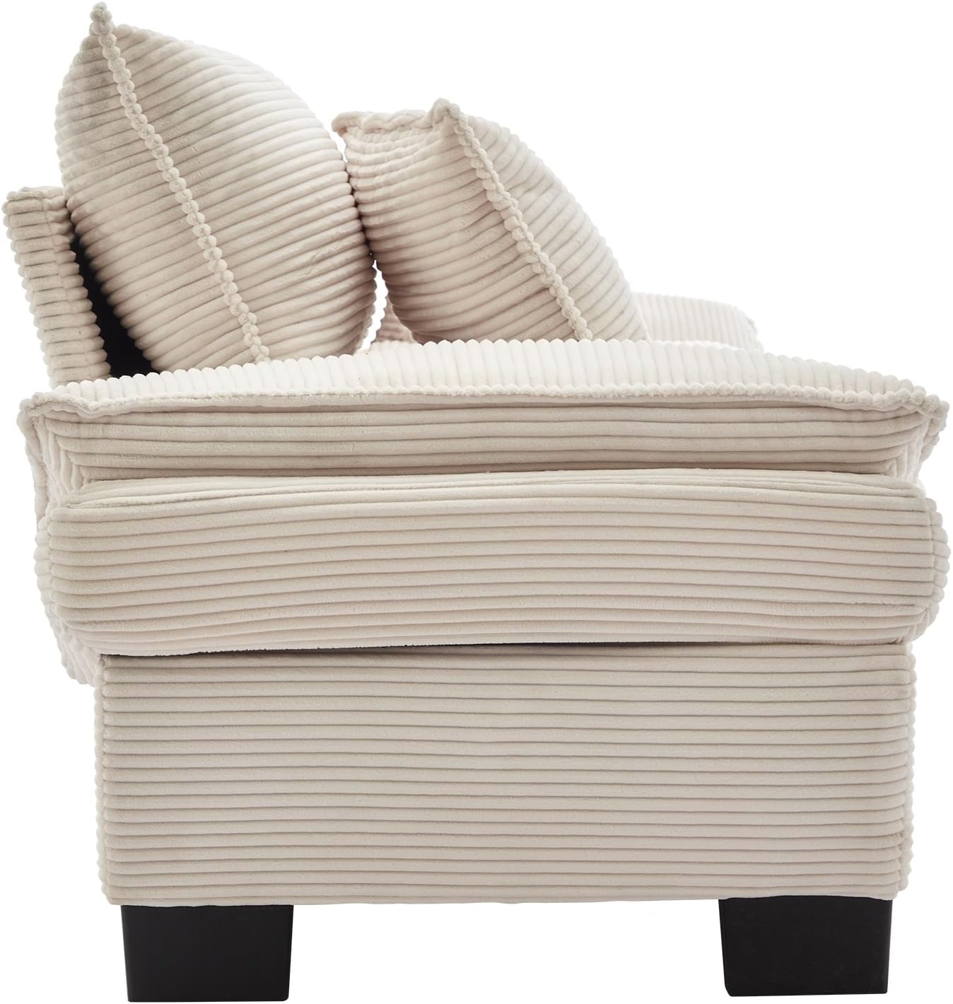 Alt View 4. Trinkets Crazed - 84" Cloud Corduroy Loveseat Sofa, Modern Comfy Upholstered 2 Seater Sofa Deep Seat Sofa with 2 Throw Pillows - beige.