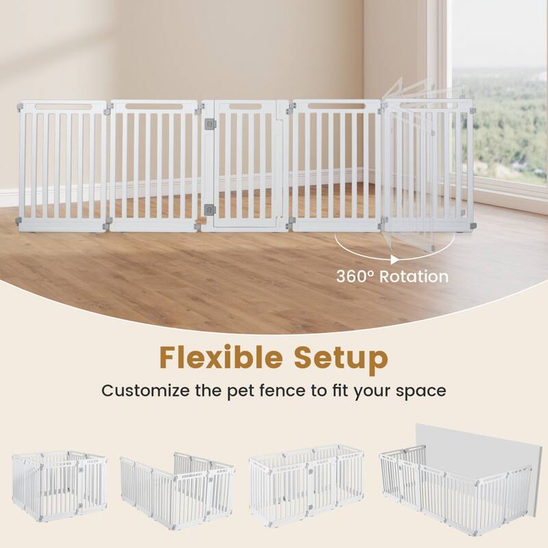 360° Rotation  
Flexible Setup  
Customize the pet fence to fit your space