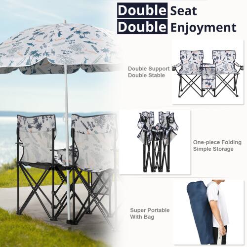 Double Seat Double Enjoyment  
Double Support Double Stable  
One-piece Folding Simple Storage  
Super Portable With Bag