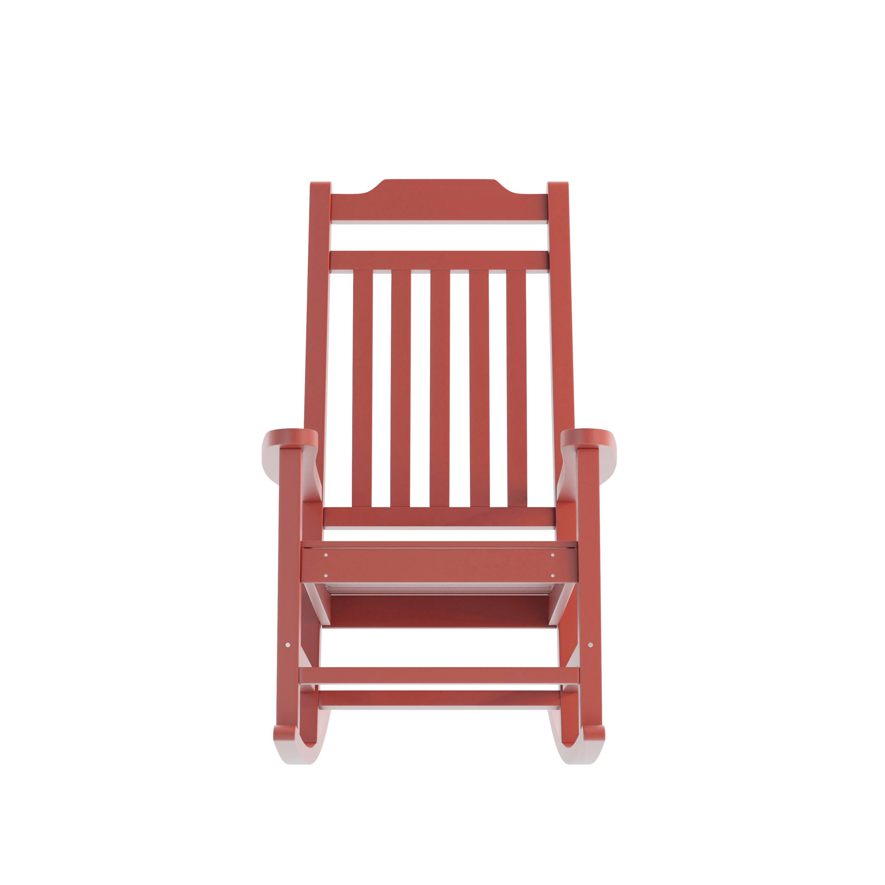 Alt View 10. Emma + Oliver - Set of 2 All-Weather Poly Resin Faux Wood Rocking Chairs for Porch &Patio - Red.