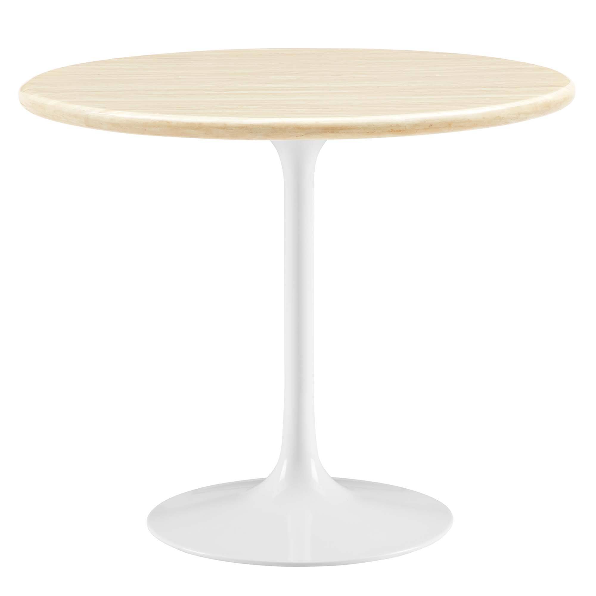 Angle. Modway - Lippa Round 36" Dining Table - White Travertine.