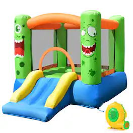 Costway - Kids Playing Inflatable Bounce House Jumping Castle Game Fun Slider 480W Blower - Multicolor