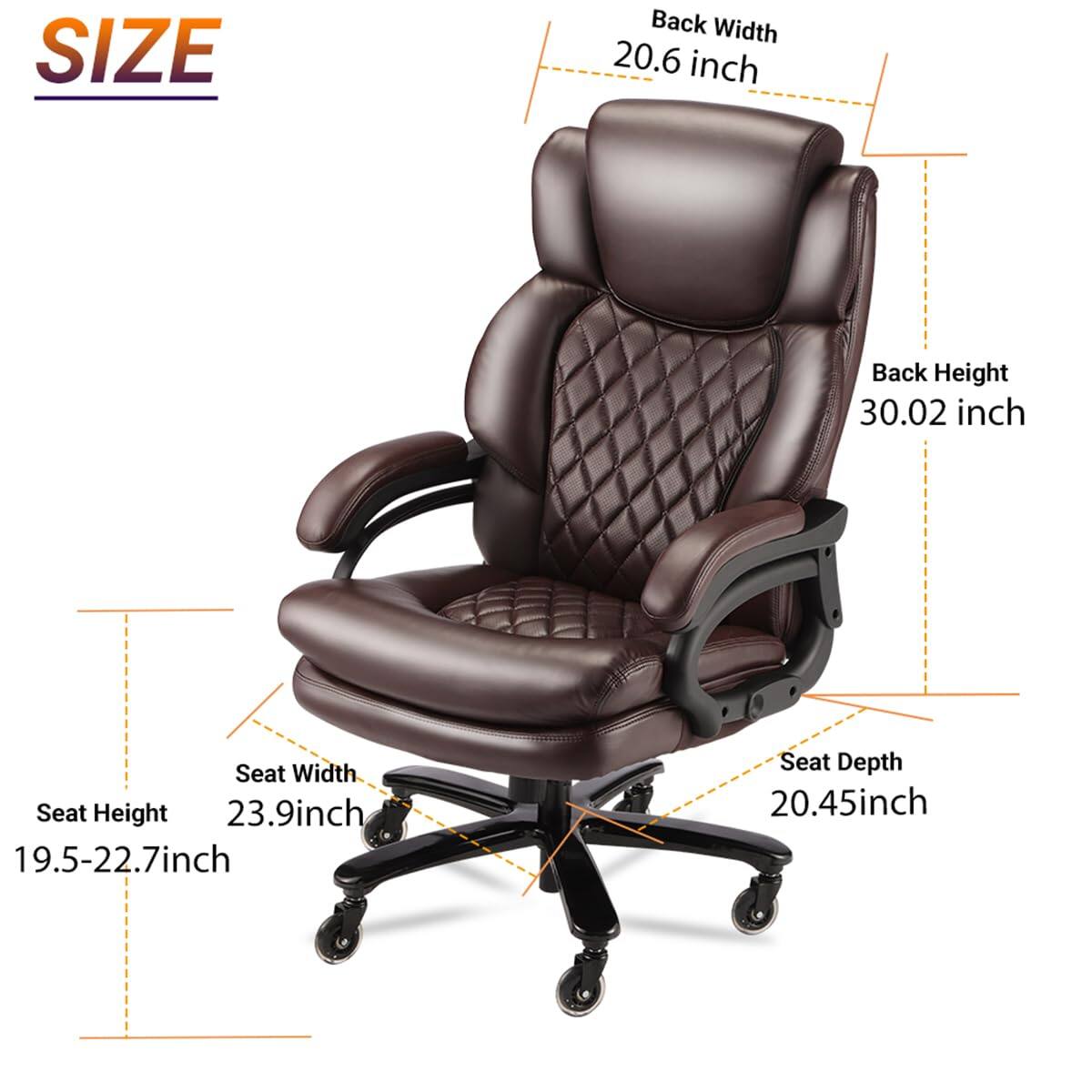 SIZE  
- Back Width: 20.6 inch  
- Back Height: 30.02 inch  
- Seat Width: 23.9 inch  
- Seat Height: 19.5-22.7 inch  
- Seat Depth: 20.45 inch