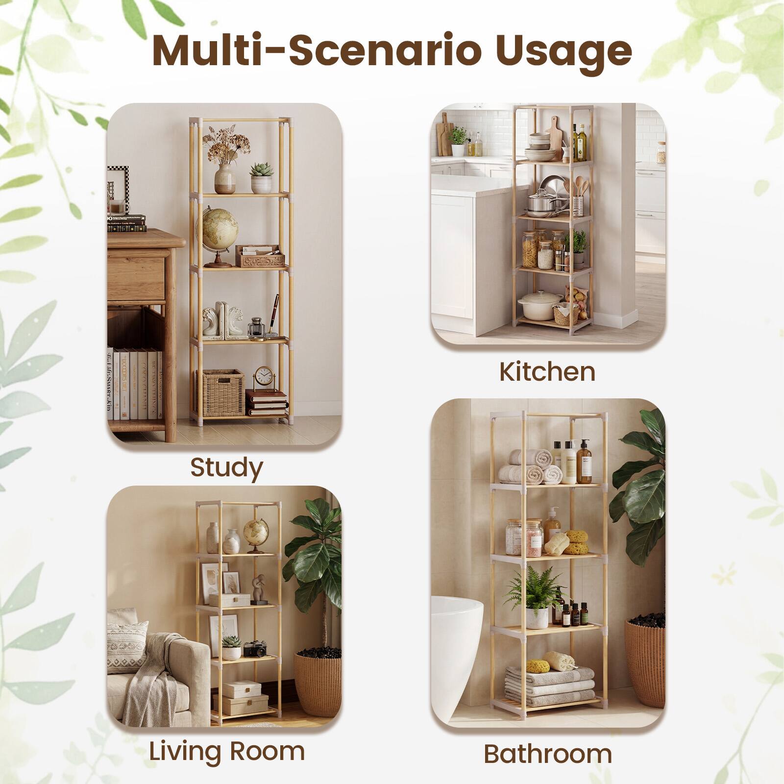 Multi-Scenario Usage:  
- Kitchen  
- Study  
- Living Room  
- Bathroom