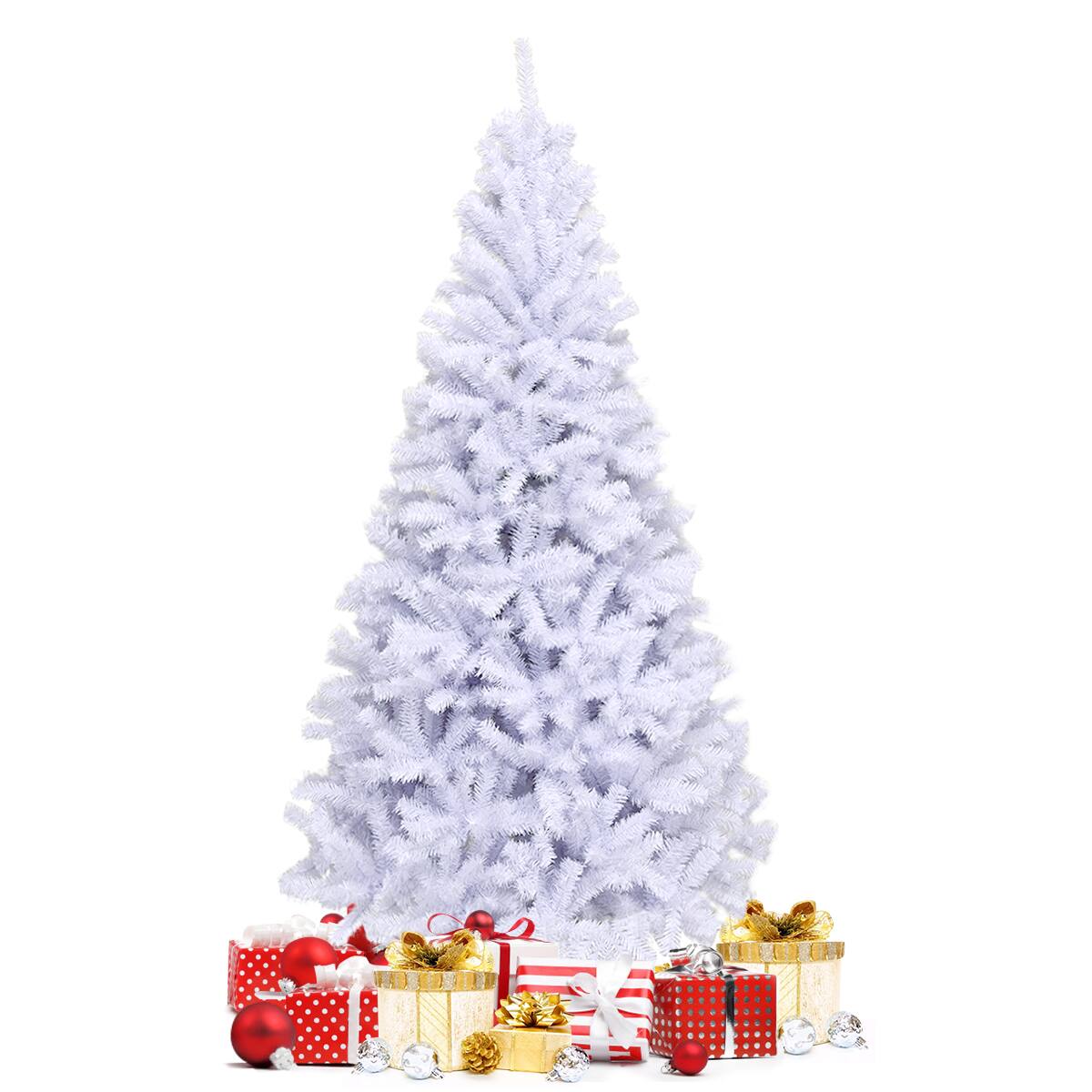 Costway 6Ft Hinged Artificial Christmas Tree Pine Tree 1000 Tips Metal
