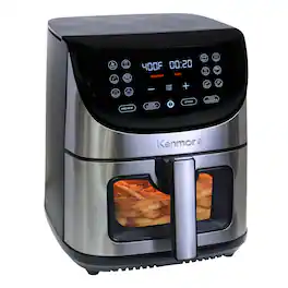 Kenmore - 8 Qt Digital Air Fryer, 12 Cooking Presets, Stainless Steel - Black Stainless Steel