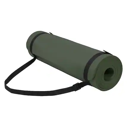 Front. Fitvids - Fitvids 1/2" Thick High Density Exercise Yoga Mat, Carrying Strap, Jasper Green - Green Jasper.