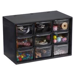 Unique Bargains - Mini Storage Drawers for Desk, Plastic Desktop Teacher Desk with 9 Drawers Organizer Box for Supplies Bathroom - Black