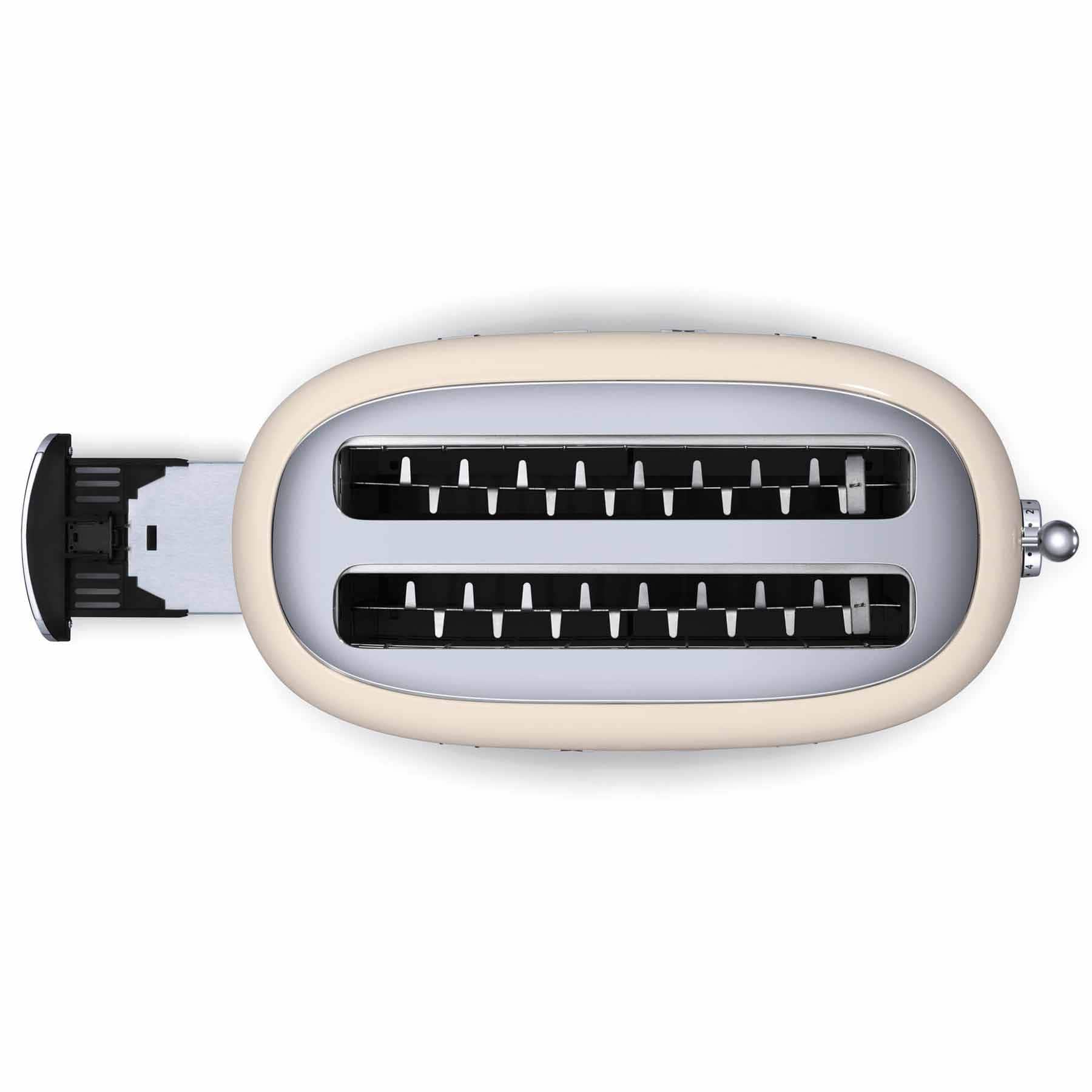 Alt View 1. SMEG - SMEG TSF02 4-Slice Long Wide-Slot Toaster - Cream.