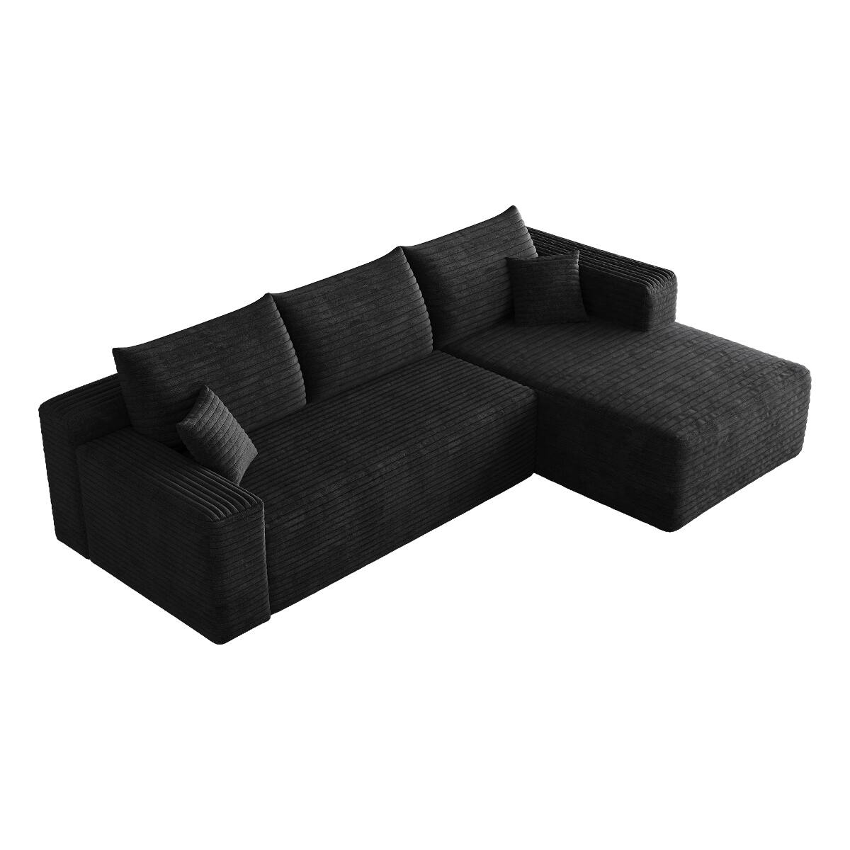 Alt View 7. Ropilly - Ropilly 95 Inch U Shaped Sectional Sofa Black Corduroy Living Room Sectional Couch with Reversible Chaise - Black.