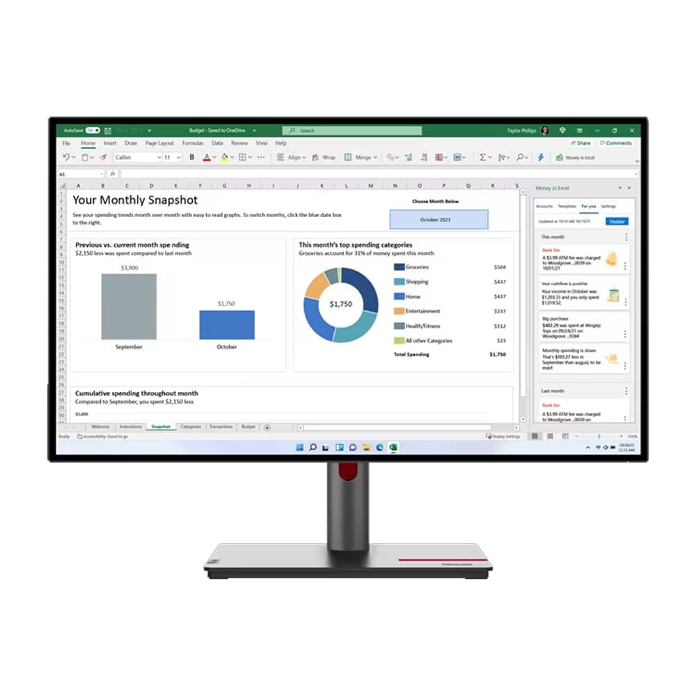 Lenovo - ThinkVision P27q-30 27" Monitor 2560 x 1440 60 Hz 6 ms - Black