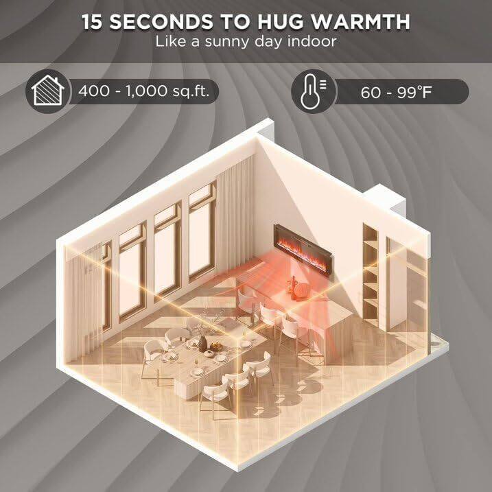 15 SECONDS TO HUG WARMTH  
Like a sunny day indoor  

400 - 1,000 sq.ft.  

60 - 99°F