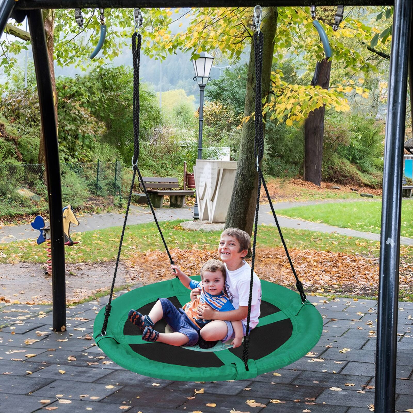 Alt View 4. Costway - Costway 40" Flying Saucer Tree Swing Indoor Outdoor Play Set Swing for Kids - Green Dinosaur.