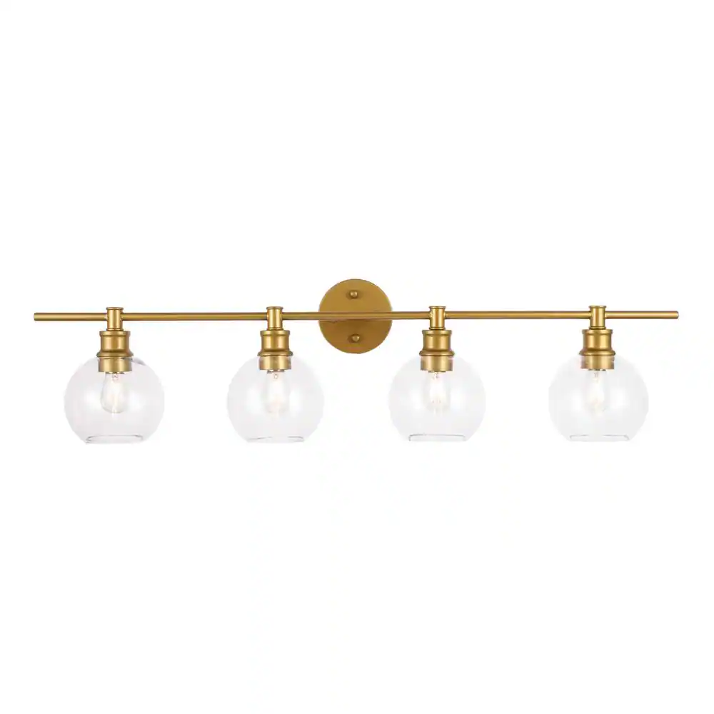 Alt View 2. Living District - Collier 4 light Brass and Clear glass Wall sconce - Brass And Clear Glass.