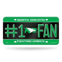 Rico Industries - North Dakota Fighting Hawks #1 Fan Metal License Plate Auto Tag - Multi