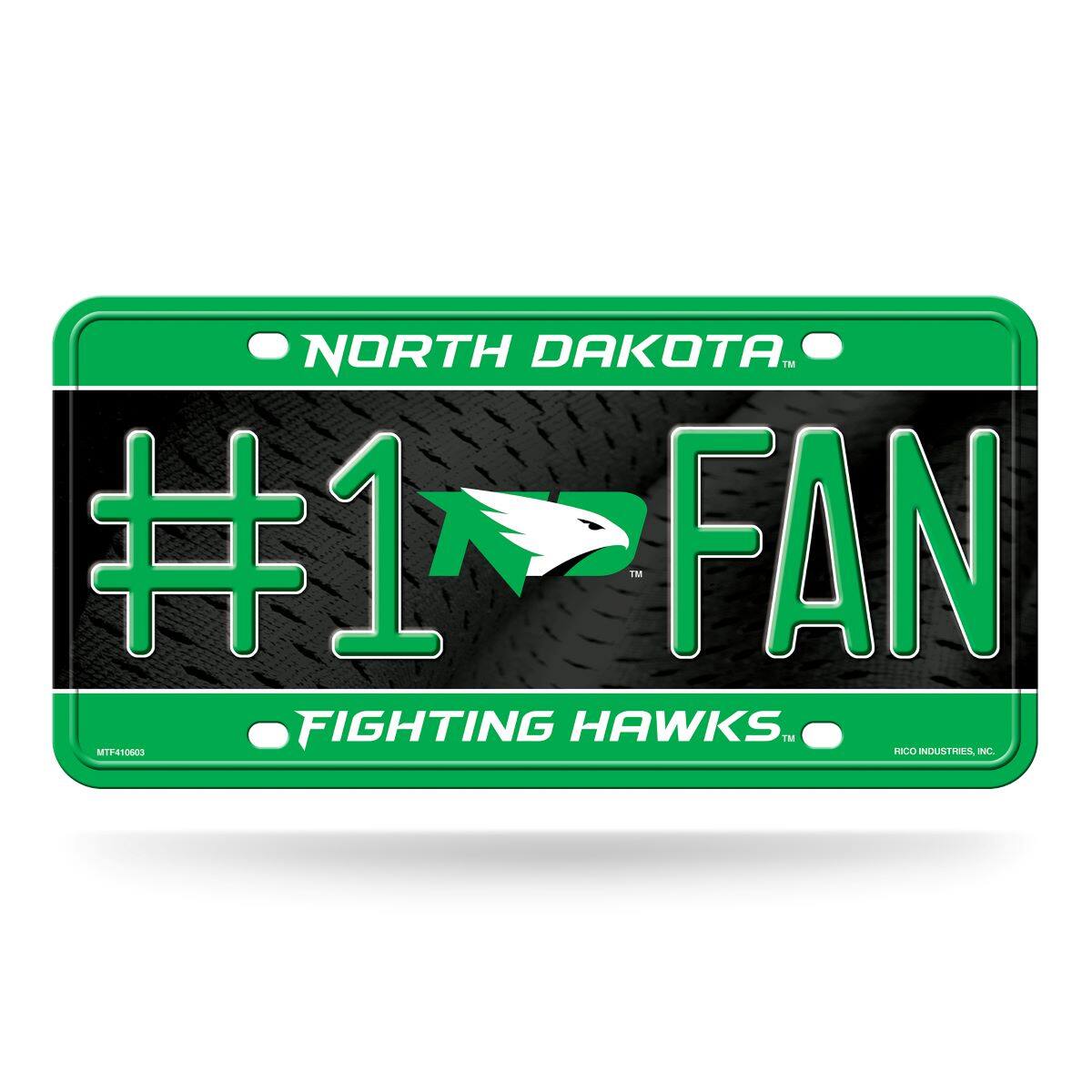 North Dakota Fighting Hawks #1 Fan Metal License Plate Auto Tag