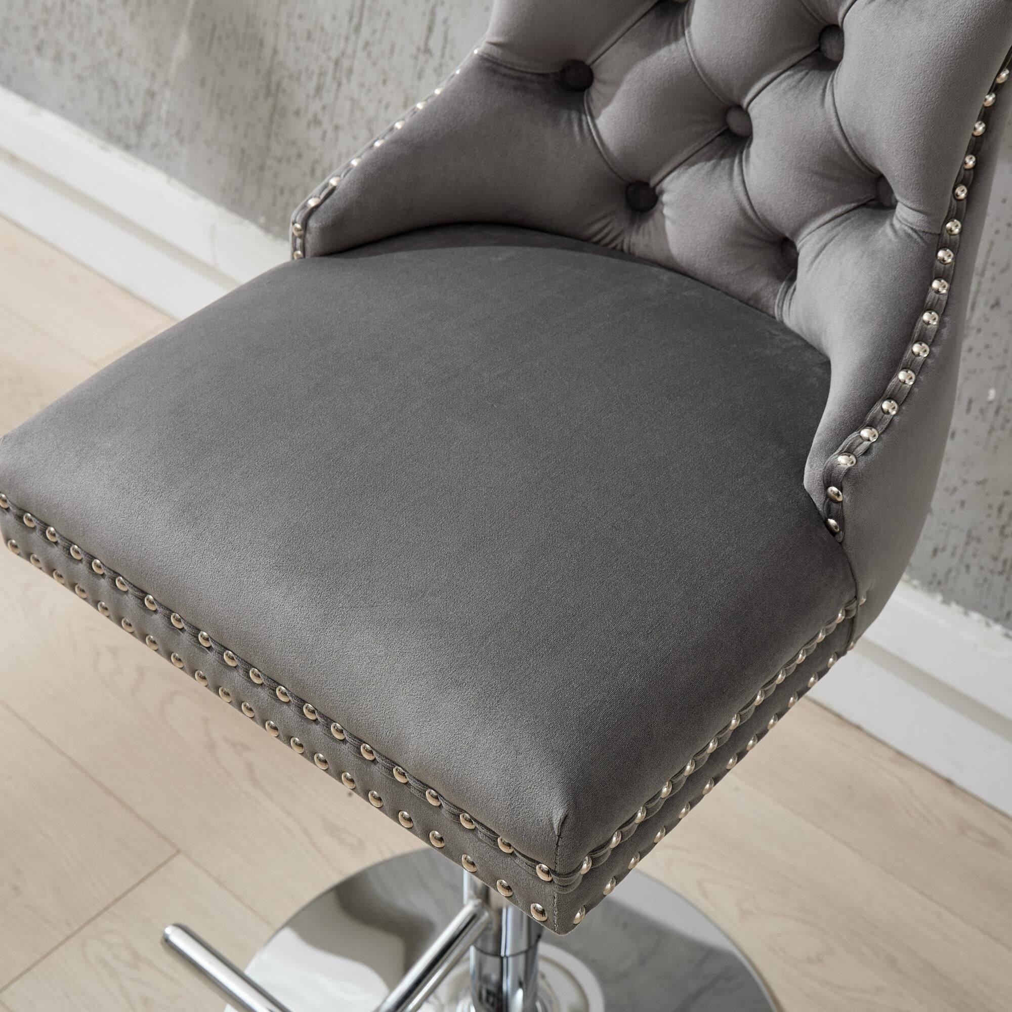 Alt View 10. Boyel Living - Adjustable Swivel Bar Stools Set of 2 with Upholstered Back - Gray.