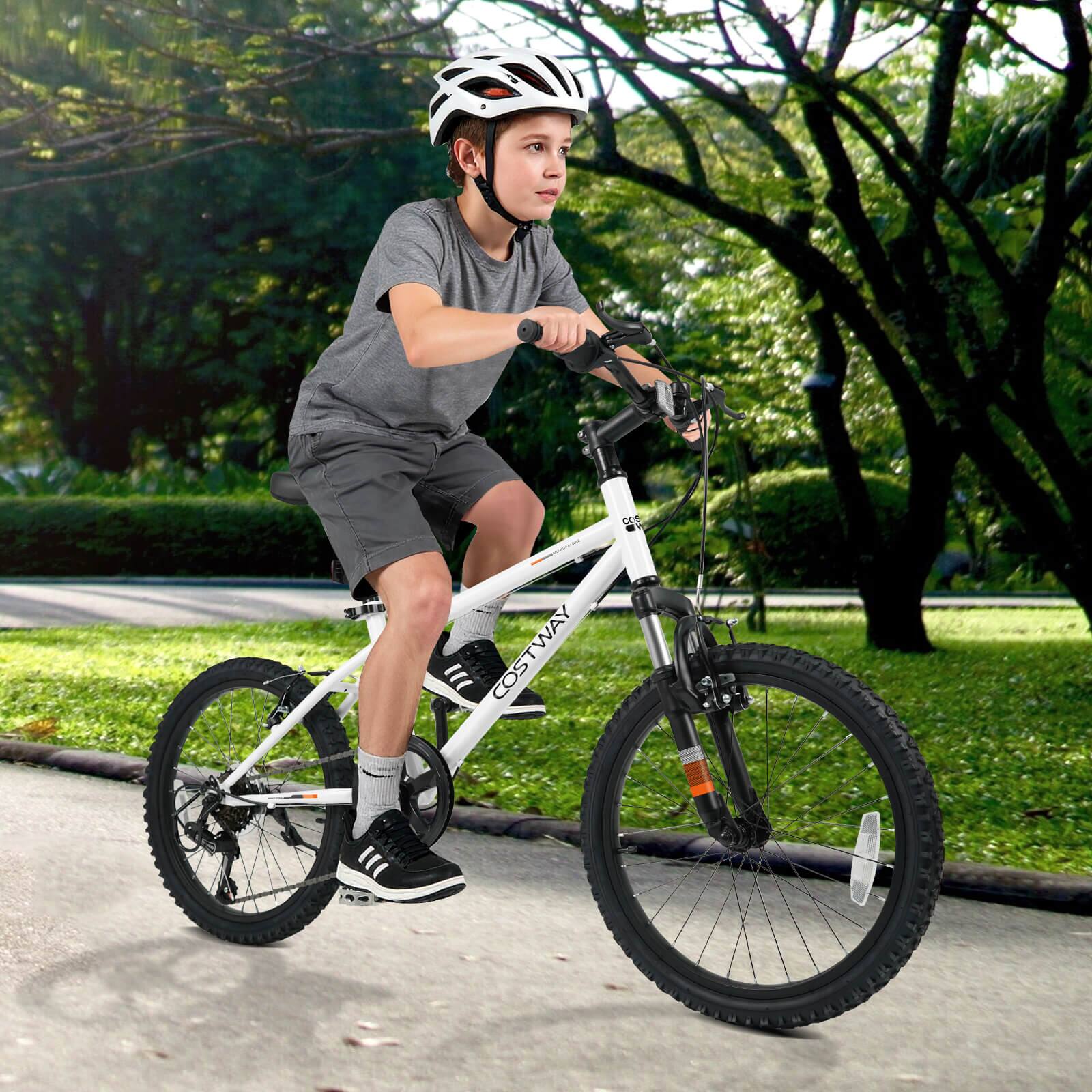 Alt View 1. Costway - Costway 20 Inch Kids Mountain Bike for Boys Girls Aged 8+ Years Old with Suspension Fork - White.