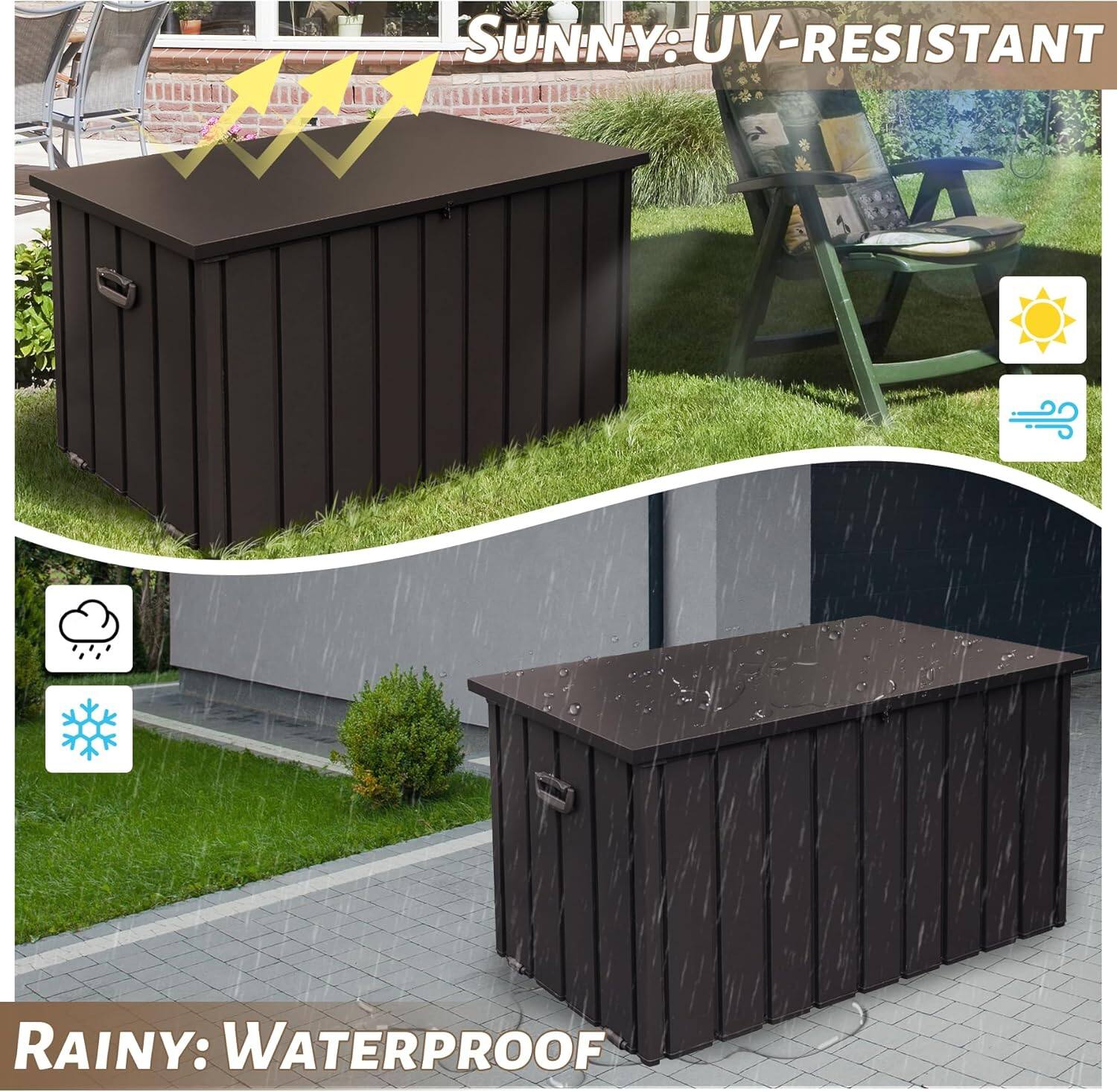 SUNNY: UV-RESISTANT  
RAINY: WATERPROOF