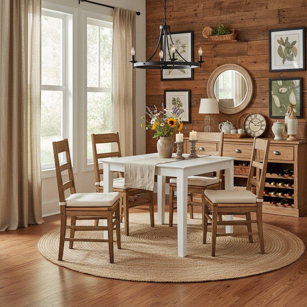 Back. FurniFact - Square Dining Table - Linen White.