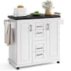 Front. Costway - Costway Rolling Kitchen Island Cart on Wheels Mobile Serving Utility Trolley Cart - White.