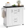 Costway - Rolling Kitchen Island Cart on Wheels Mobile Serving Utility Trolley Cart - White