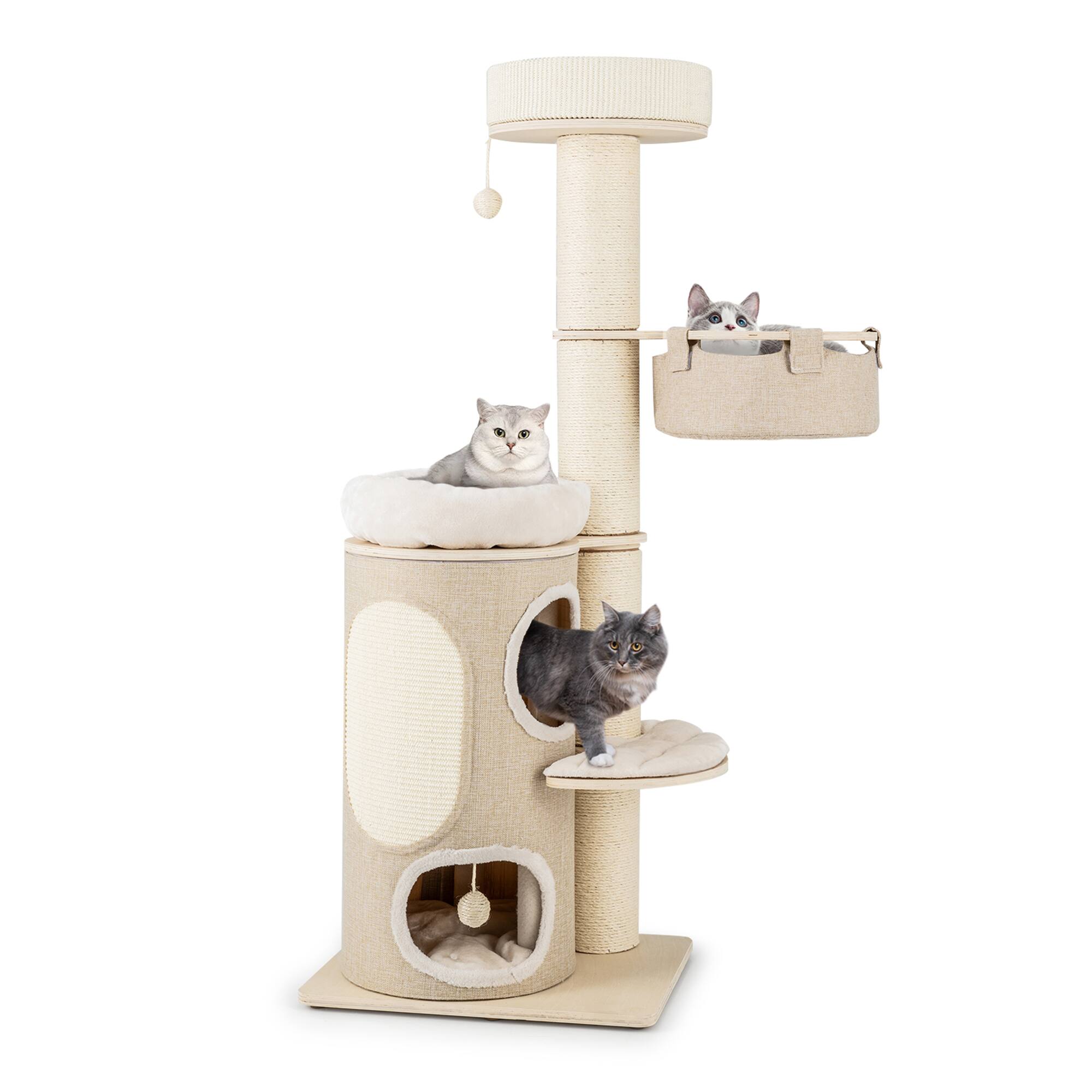 Alt View 9. Gymax - Gymax 61'' Cat Tree for Indoor Cats w/ 2-stoery Condo Top Perch Sisal Scratching Posts.